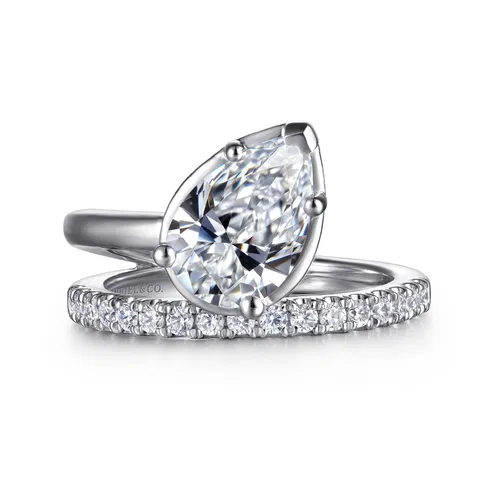 Gabriel & Co 14K White Gold Diamond Bezel  Engagement Ring Mounting