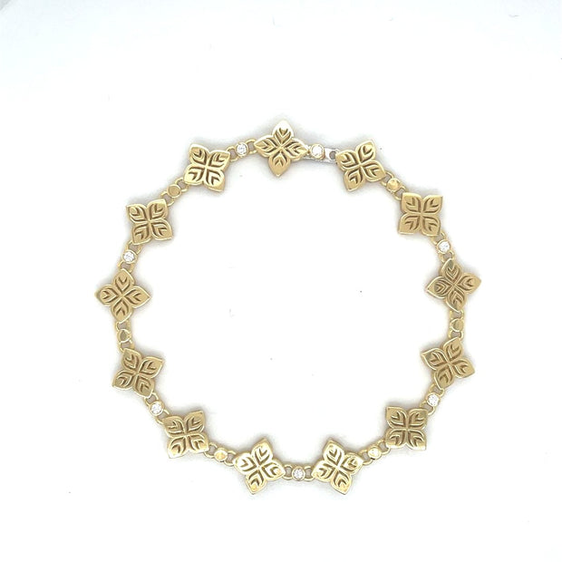 Roberto Coin 18K YELLOW GOLD ARABESQUE ALTERNATING DIAMOND & FLOWER BRACELET