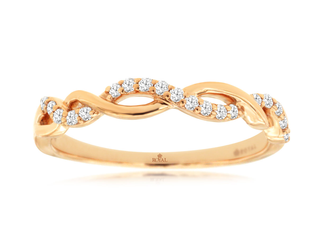 14K Yellow Gold Diamond Twist Wedding Band