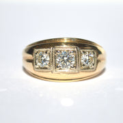 14K Yellow Gold Three Stone Diamond Ring