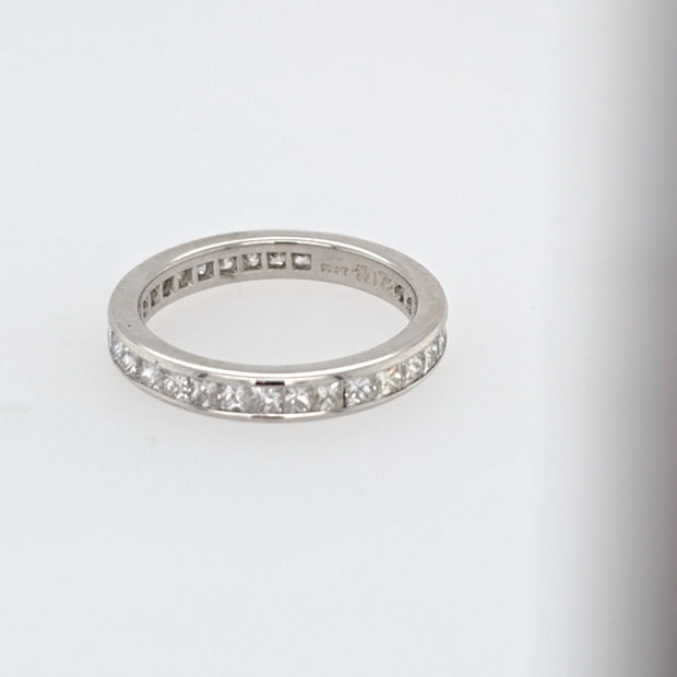 Platinum Princess Shape Diamond Channel Set Eternity Wedding Band