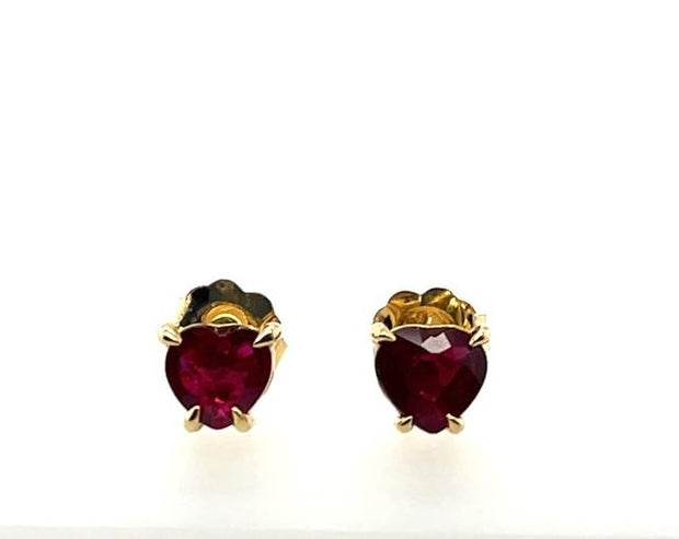 14K Ruby Heart Earrings