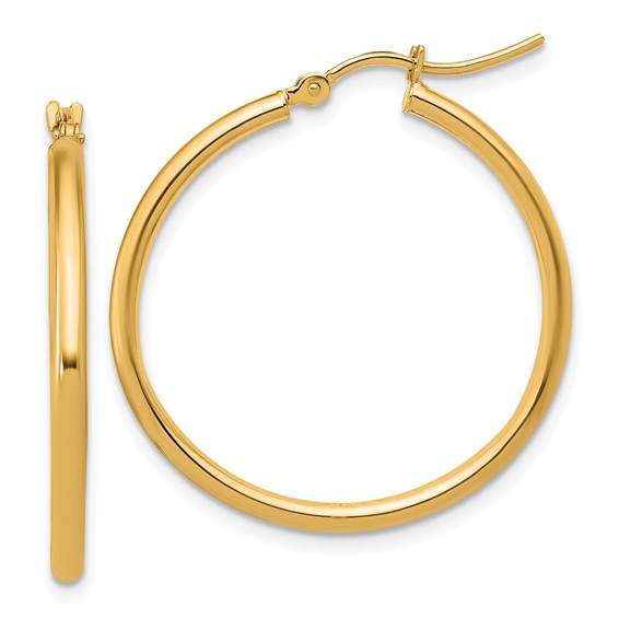 14K Yellow Gold Medium Hoop Earrings