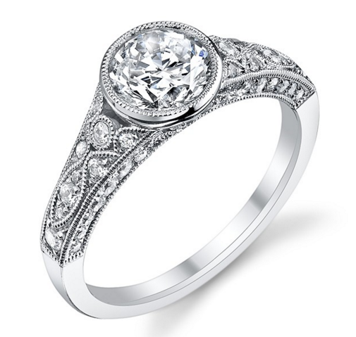 14k White Gold Sylvie Collection Diamond Engagement Ring