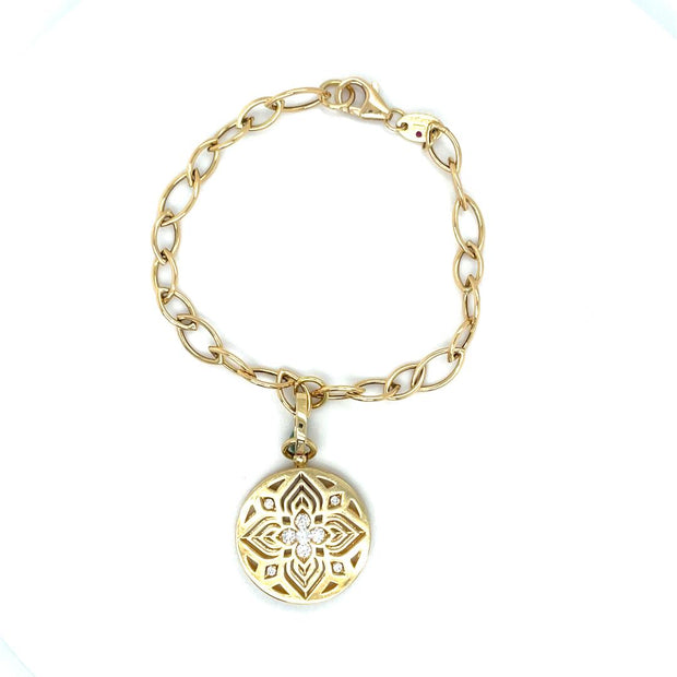 Roberto Coin18K YELLOW GOLD ARABESQUE DIAMOND FLOWER MEDALLION BRACELET