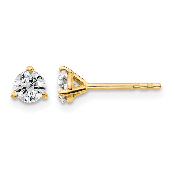 14K Yellow Gold Diamond Stud Earrings