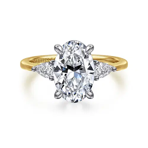 Gabriel & Co 14K Two-Tone White Yellow Gold Engagement Ring Mounting