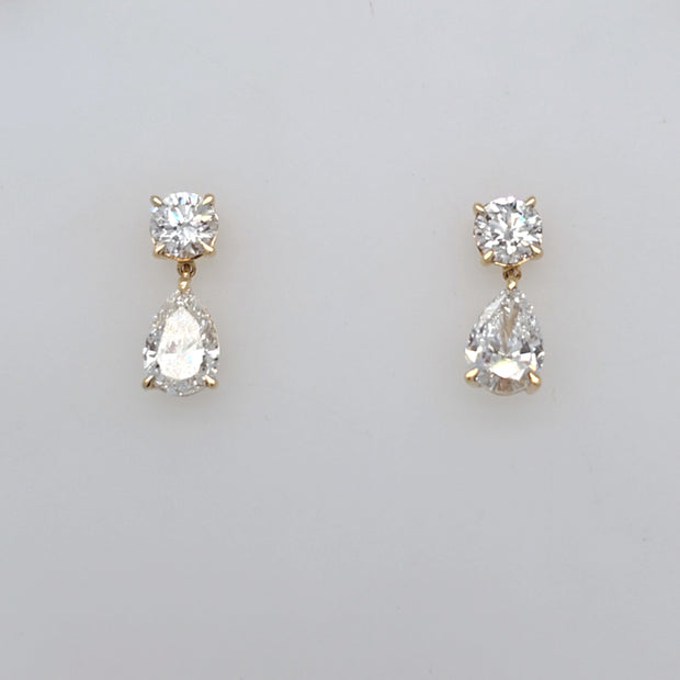 14K Yellow Gold Lab Grown Diamond Drop Earrings