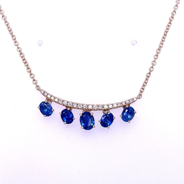 14K Yellow Gold diamond and Sapphire Pendant