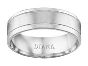 14K White Gold Comfort Fit Goldman Luxe Wedding Band Featuring Milgrain Detail