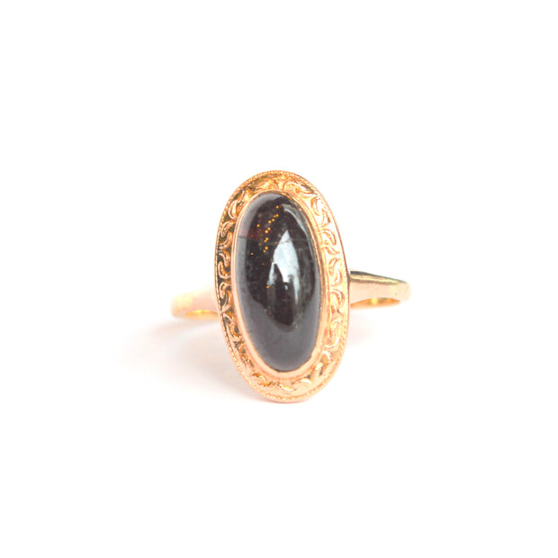 14k Yellow Gold Estate Garnet Ring