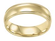 14K Yellow Gold Comfort Fit Goldman Luxe Wedding Band Featuring Double Milgrain Edges