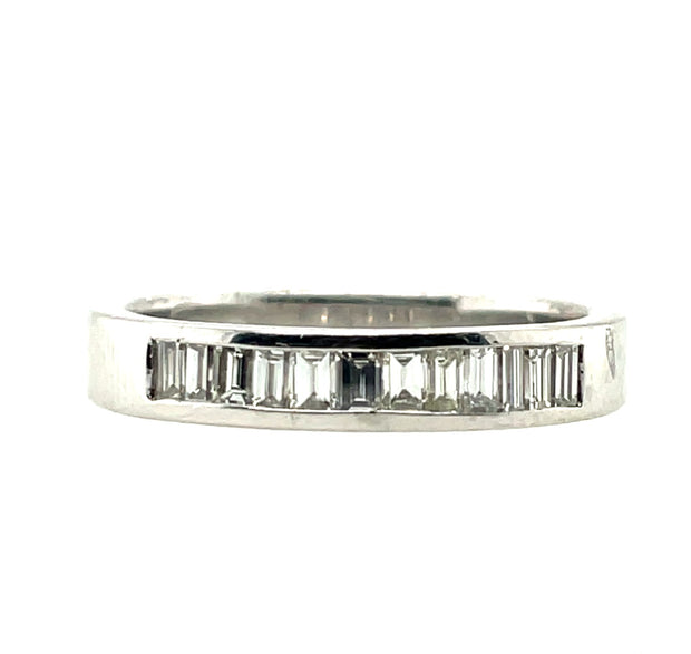Platinum Channel Set Diamond Band Featuring A Total Weight Of .50CT Baguette Diamonds