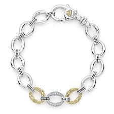 Sterling Silver and 18K Yellow Gold LAGOS Caviar Diamond Bracelet
