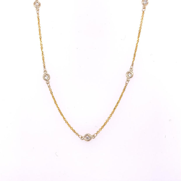 14K Yellow Gold Private Label Bezel Set Diamonds By The Yard Necklace