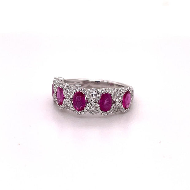 18K White Gold Ruby and Diamond Ring