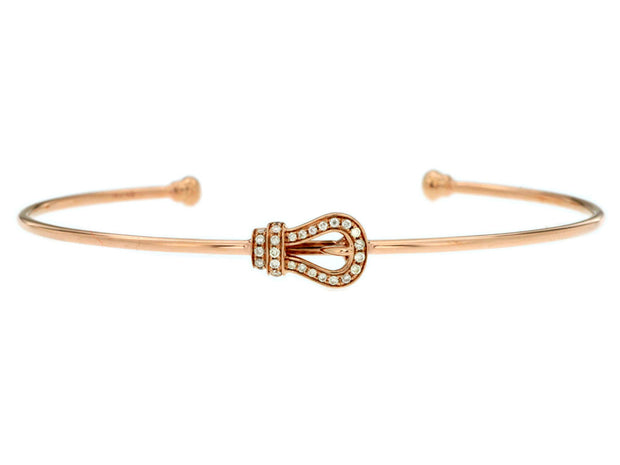 14k Rose Gold and Diamond  Buckle Design  Cuff Bracelet