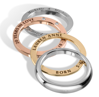 18K Inner Secrets Wedding Bands With Halo Inserts