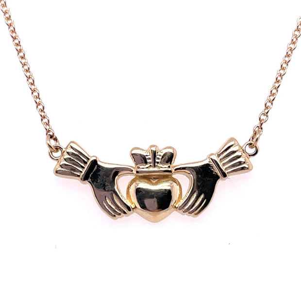 14K Yellow Gold 16" Claddagh Necklace