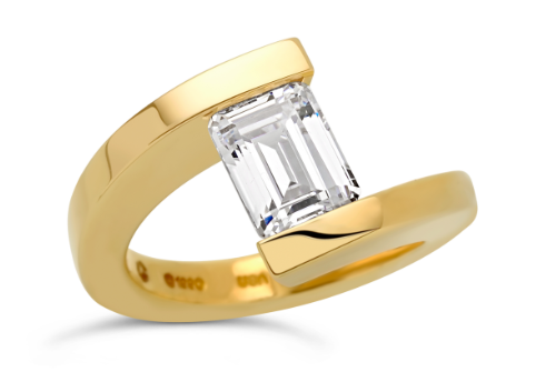 18k Yellow Gold Tension Set Steven Kretchmer Diamond Engagement Ring