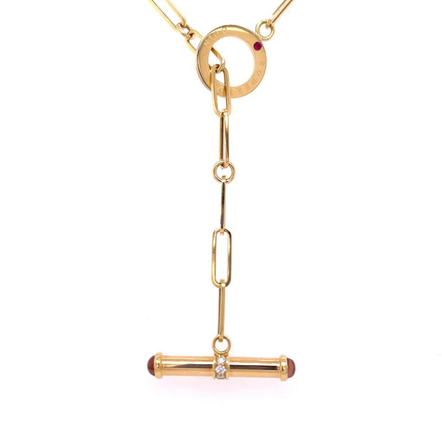 18K Yellow Gold Roberto Coin Pink Tourmaline And Diamond Oro Classic Toggle Necklace