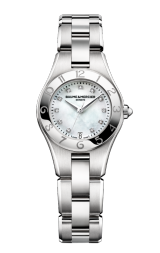 Baume & Mercier Linea Stainless Steel Watch Featuring  Diamond Detail