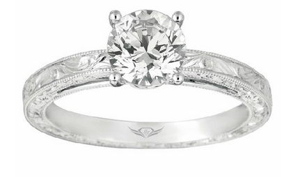 14K White Gold Martin Flyer Vintage Diamond Engagement Ring