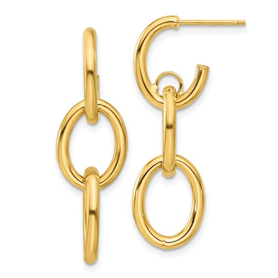 Leslie's 14K Yellow Gold Polished Double Round Dangle Post Earrings