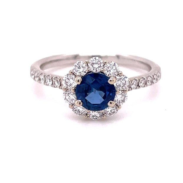 14k White Gold Diamond and Sapphire Ring