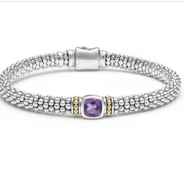 Sterling Silver and 18k Yellow Gold LAGOS Amethyst Bracelet
