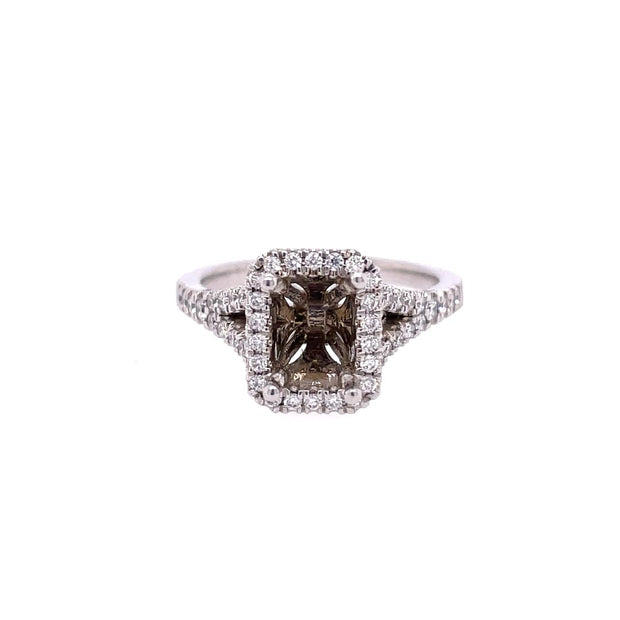 14k White Gold Gary Beth Halo Diamond Engagement Ring