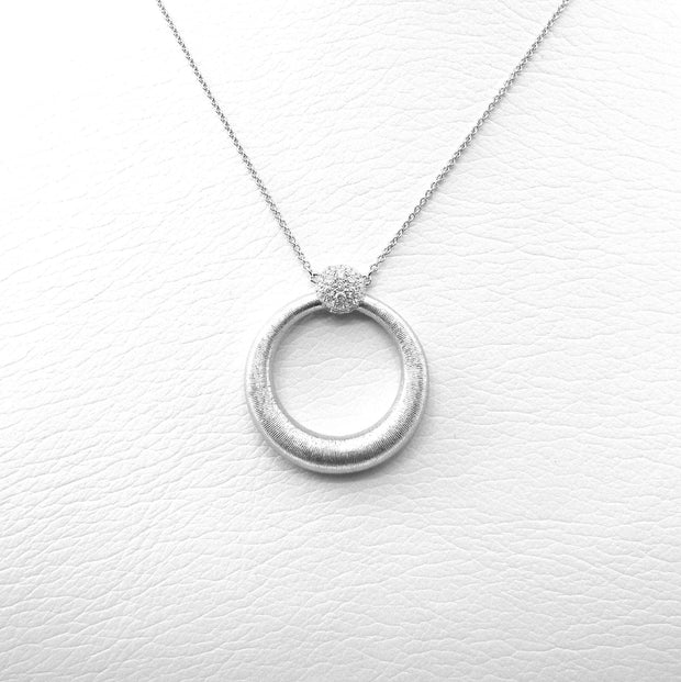 18K White Gold Doves by Doron Diamond  Circle Necklace