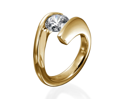 18k Yellow Gold Tension Set Steven Kretchmer Diamond Engagement Ring