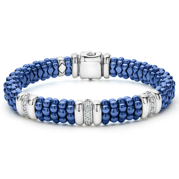 Sterling Silver And Blue Ceramic LAGOS Diamond Bracelet