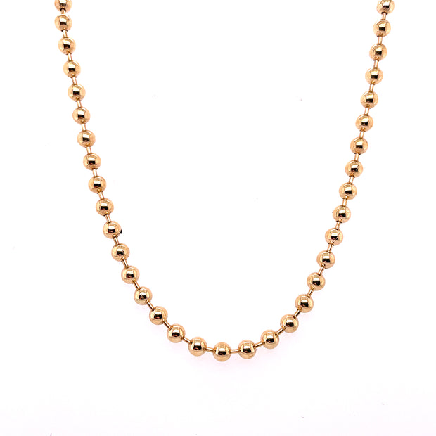 18K Yellow Gold Roberto Coin Classic Bead Chain Measuring 18" In Length