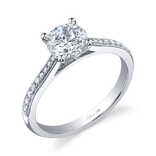 18K White Gold Diamond Sylvie Collection Engagement Ring
