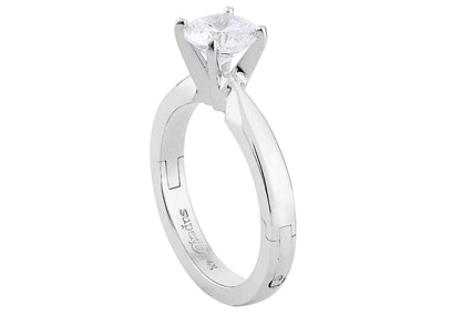 14k White Gold "Superfit" Solitaire Diamond Engagement Ring