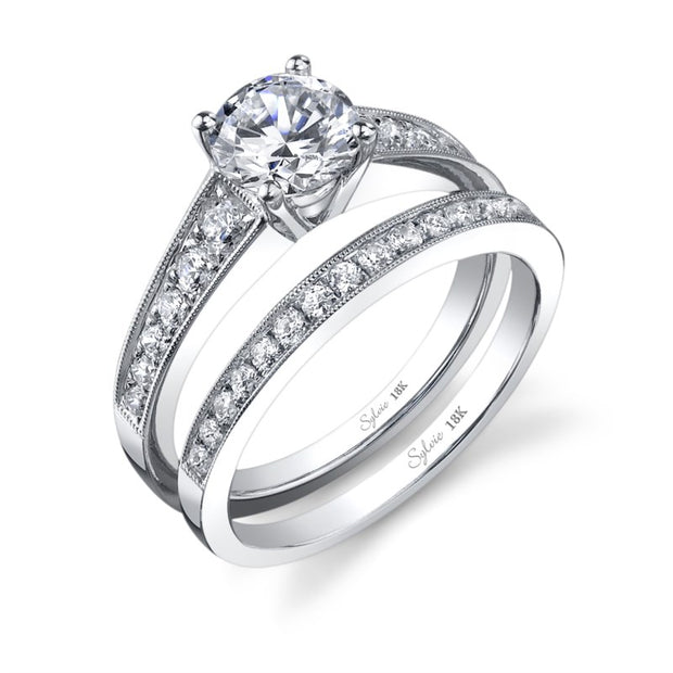 18K White Gold Diamond Sylvie Collection  Engagement Ring