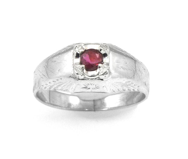 18k White Gold Ruby and Diamond Ring