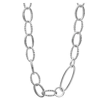 LAGOS Signature Caviar  Sterling Silver Link Necklace Length 20"