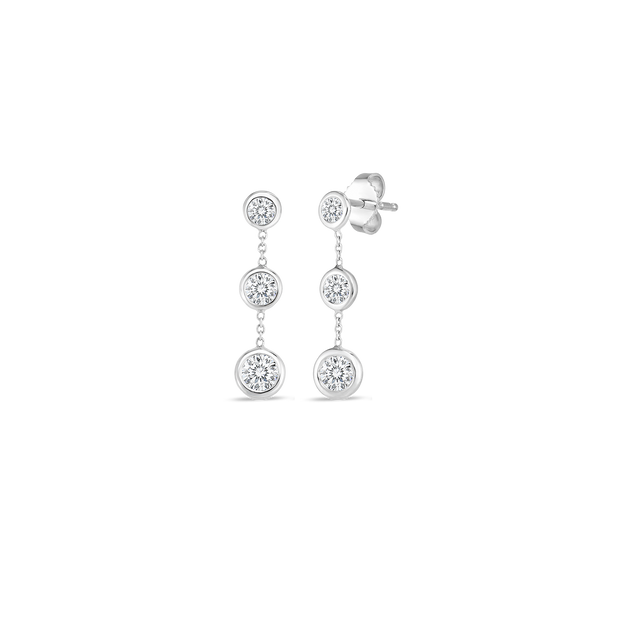18K White Gold Roberto Coin Bezel Set Diamond Drop Earring