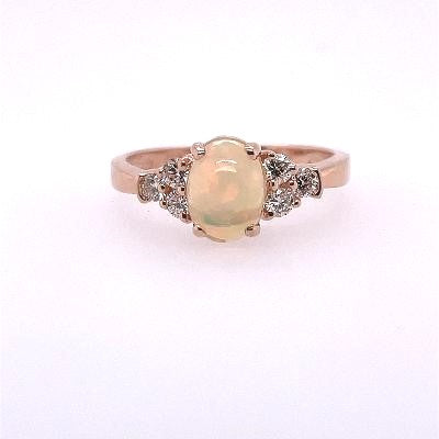 14k Rose Gold Private Label Opal and Diamond Ring