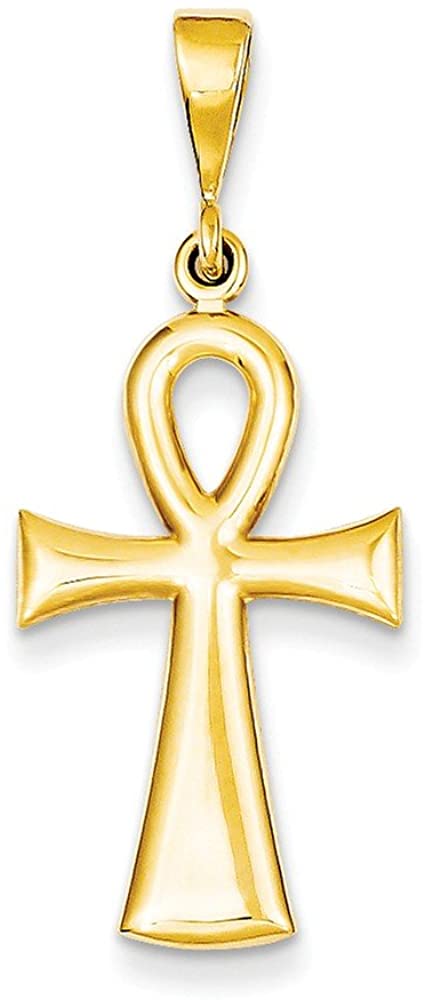 14K Yellow Gold Ankh Cross Charm On 14K Yellow Gold Chain