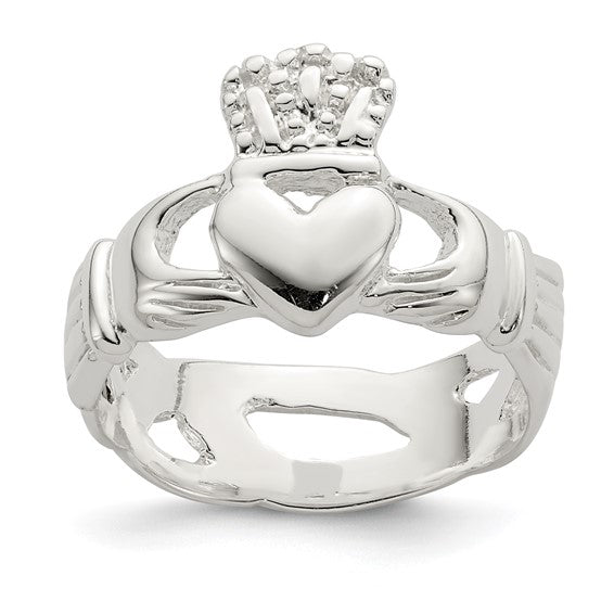 Sterling Silver Polished Claddagh Ring Size 8